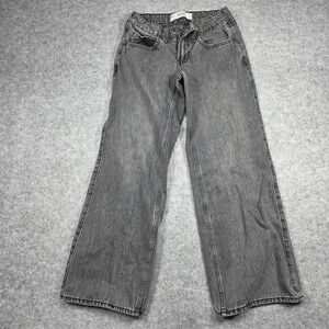Hollister Jeans Women 000s Gray Baggy Low-Rise Baggy Faded